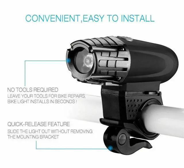 Alt view image 2 of 7 - USB Rechargeable Bright LED Bicycle Bike Front Headlight and Rear Tail Light Set