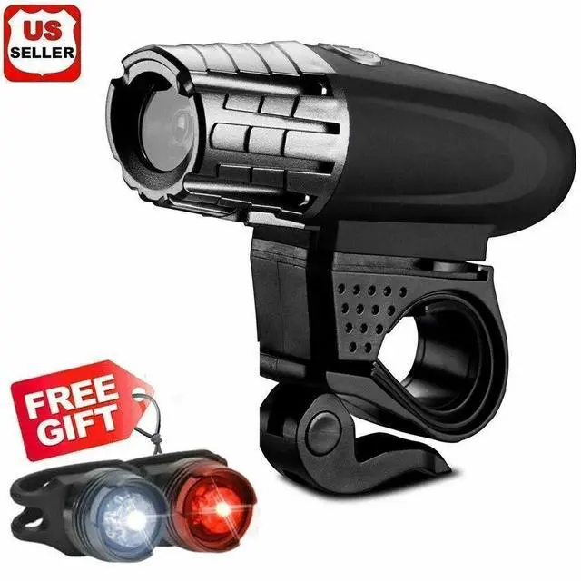 Main image of USB Rechargeable Bright LED Bicycle Bike Front Headlight and Rear Tail Light Set