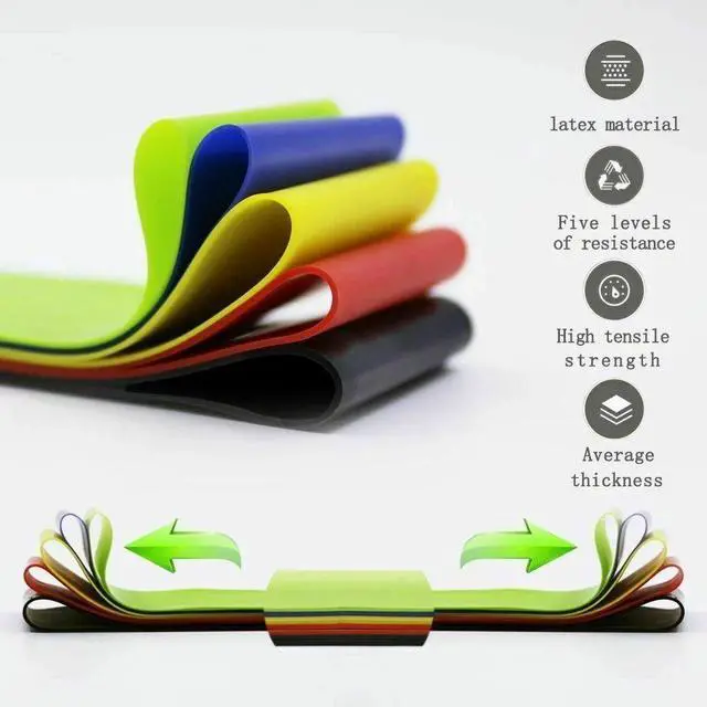 Alt view image 6 of 7 - Resistance Bands Loop Set of 5 Exercise Workout CrossFit Fitness Yoga Booty Band