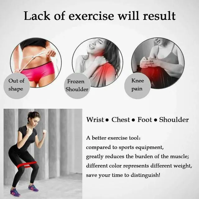 Alt view image 5 of 7 - Resistance Bands Loop Set of 5 Exercise Workout CrossFit Fitness Yoga Booty Band