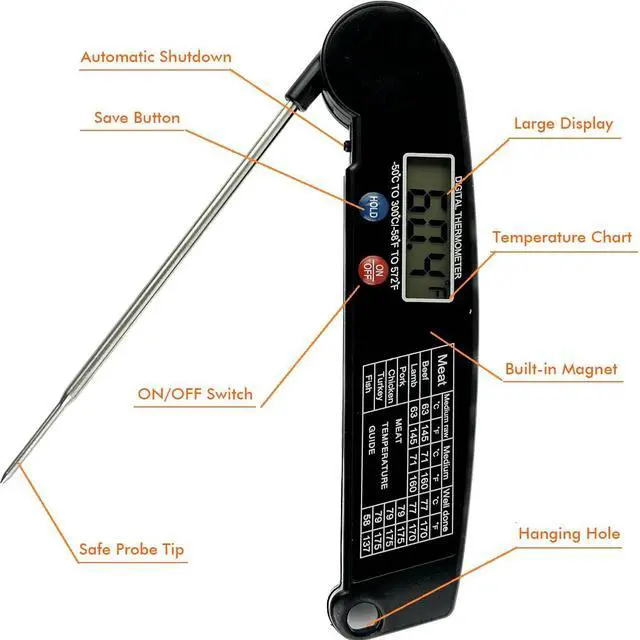 Alt view image 3 of 5 - Instant Read Digital Electronic Kitchen Cooking BBQ Grill Food Meat Thermometer