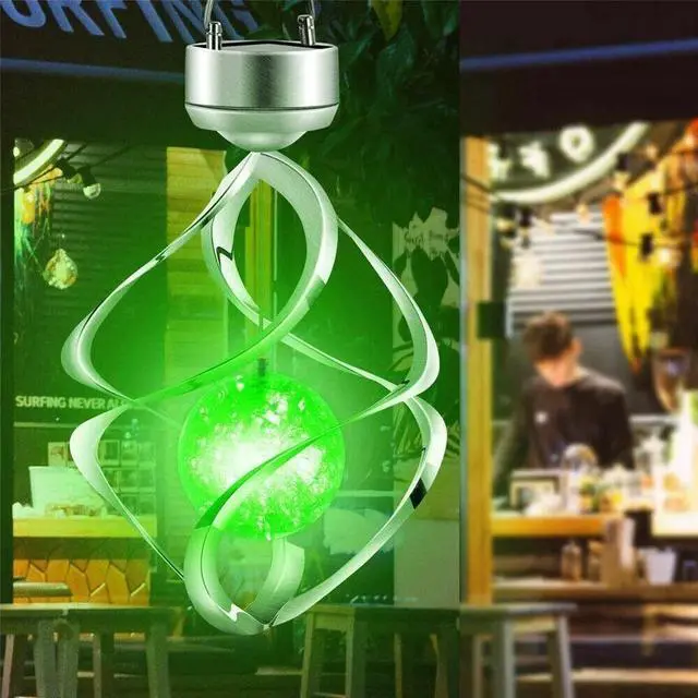 Alt view image 3 of 7 - Solar Powered Wind Chimes LED Spiral Spinner Lamp Colour Changing Hanging Light