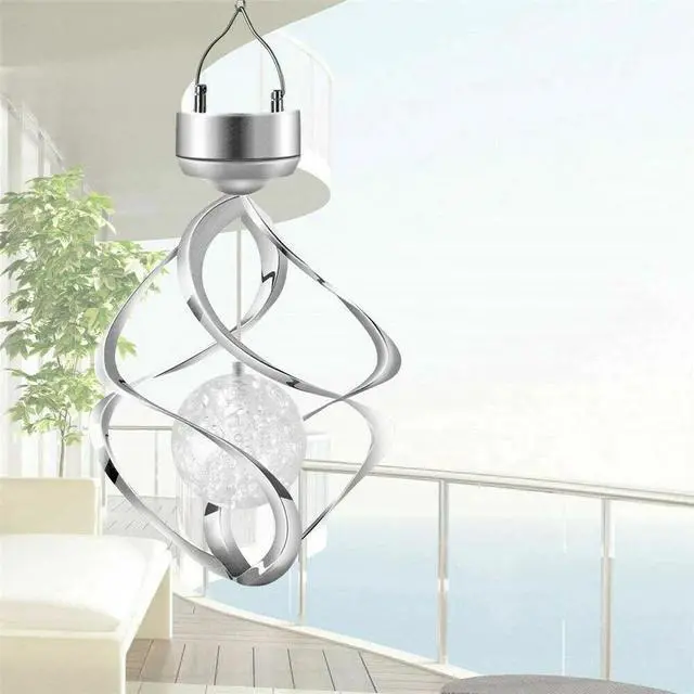 Alt view image 5 of 7 - Solar Powered Wind Chimes LED Spiral Spinner Lamp Colour Changing Hanging Light
