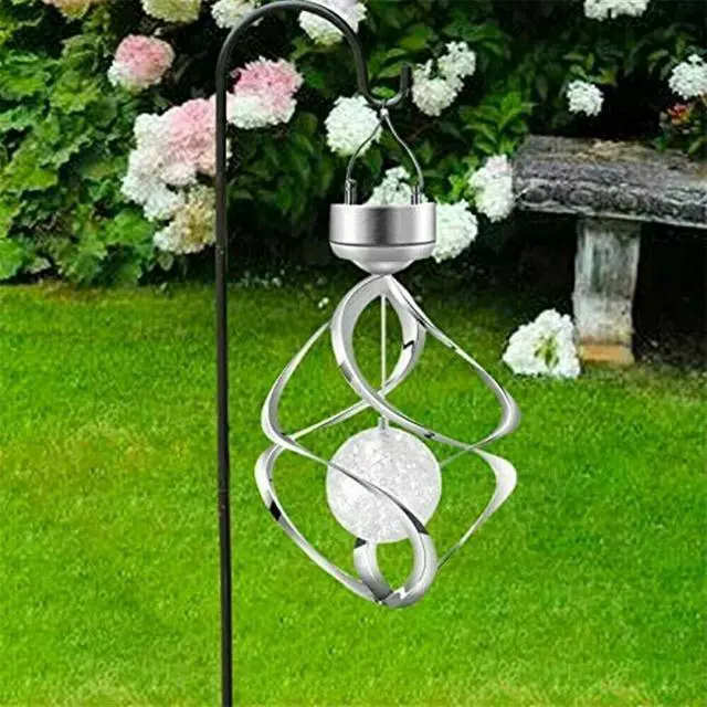 Alt view image 6 of 7 - Solar Powered Wind Chimes LED Spiral Spinner Lamp Colour Changing Hanging Light