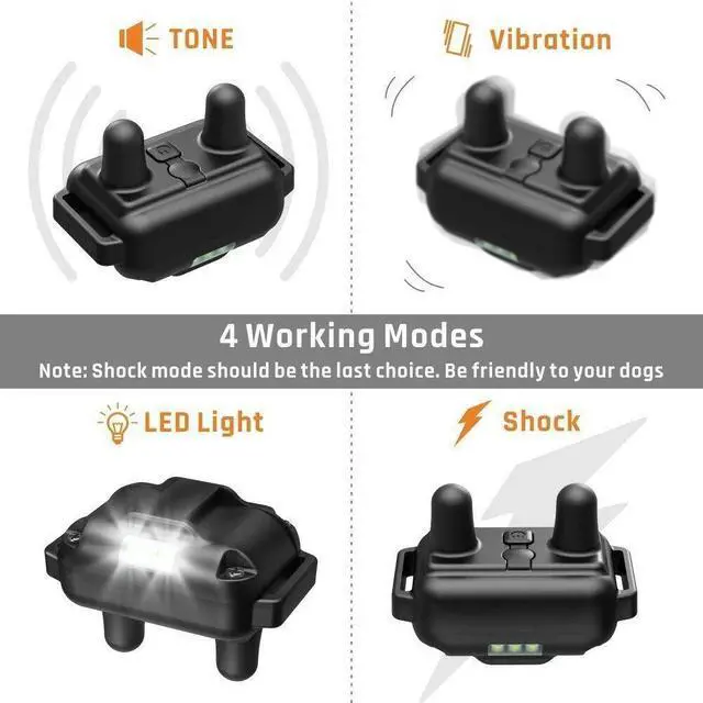 Alt view image 6 of 7 - Dog Shock Training Collar Rechargeable Remote Control Waterproof IP67 875 Yards