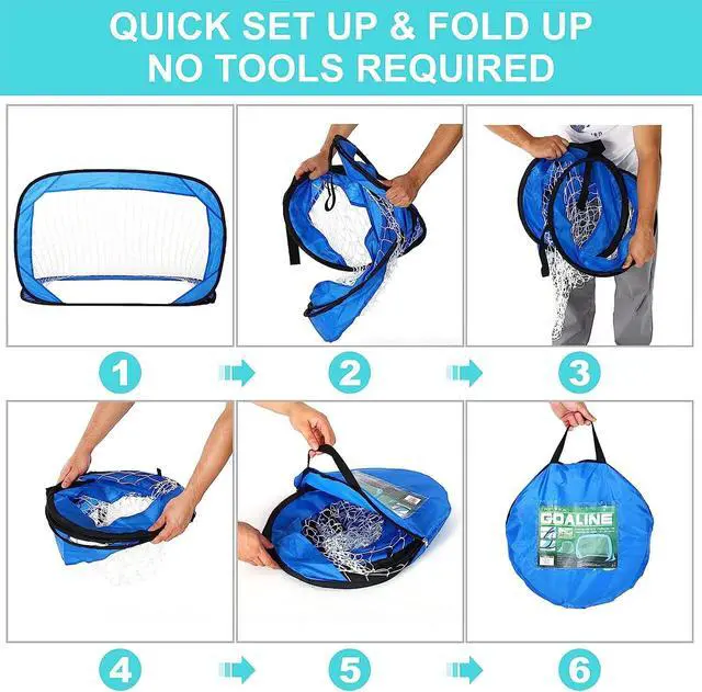 Alt view image 4 of 5 - Pop Up Soccer Goals Set Soccer Ball Net Bag, Football Gates Indoor Outdoor Games