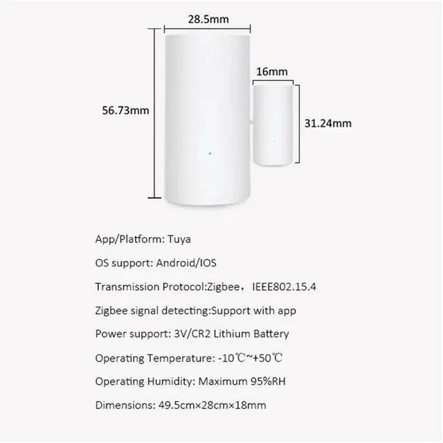 Alt view image 2 of 5 - 3PK Tuya & Smart Life ZigBee & Mesh WiFi Home Zigbee Contact Door Window Sensor