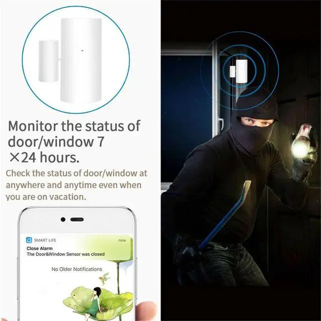 Alt view image 3 of 5 - 3PK Tuya & Smart Life ZigBee & Mesh WiFi Home Zigbee Contact Door Window Sensor