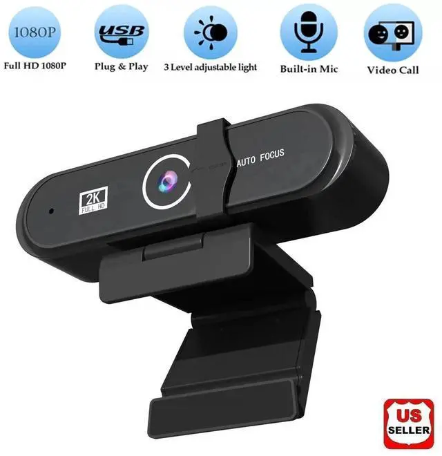 Main image of 2K HD Web Camera with Microphone Ring Light Autofocus Pro Computer Gaming Webcam