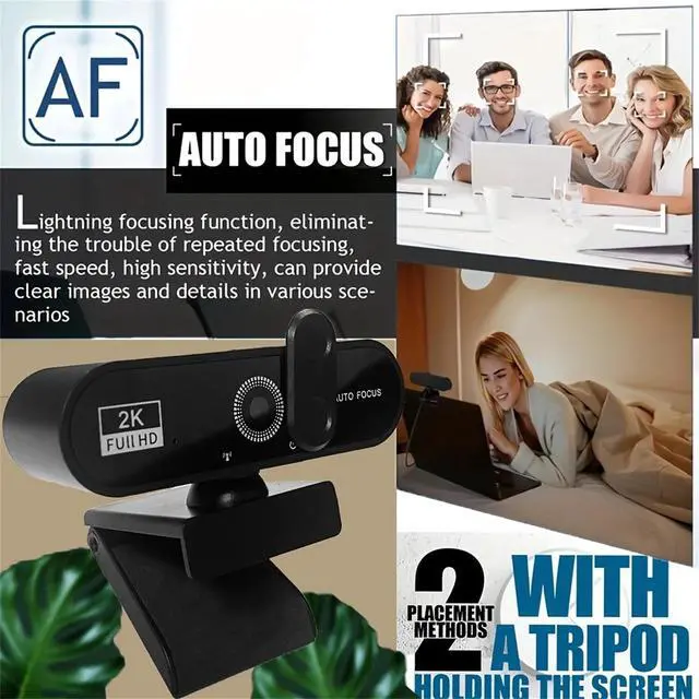 Alt view image 5 of 7 - 2K HD Web Camera with Microphone Ring Light Autofocus Pro Computer Gaming Webcam