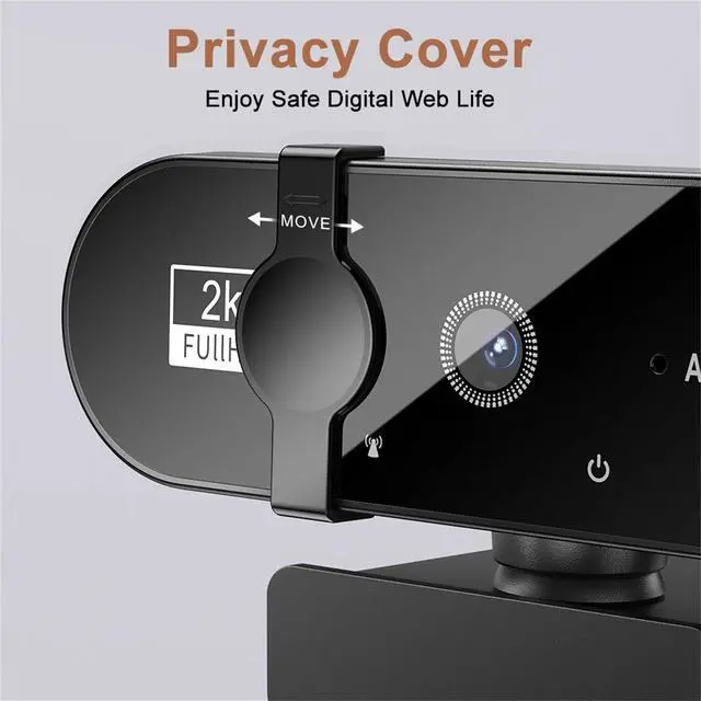 Alt view image 3 of 7 - 2K HD Web Camera with Microphone Ring Light Autofocus Pro Computer Gaming Webcam