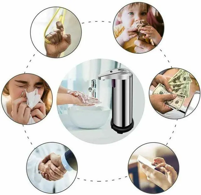 Alt view image 6 of 7 - 250ml Stainless Auto Handsfree Sensor Touchless Soap Dispenser Kitchen Bathroom