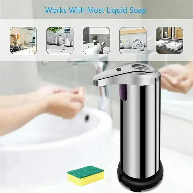Alt view image 4 of 7 - 250ml Stainless Auto Handsfree Sensor Touchless Soap Dispenser Kitchen Bathroom