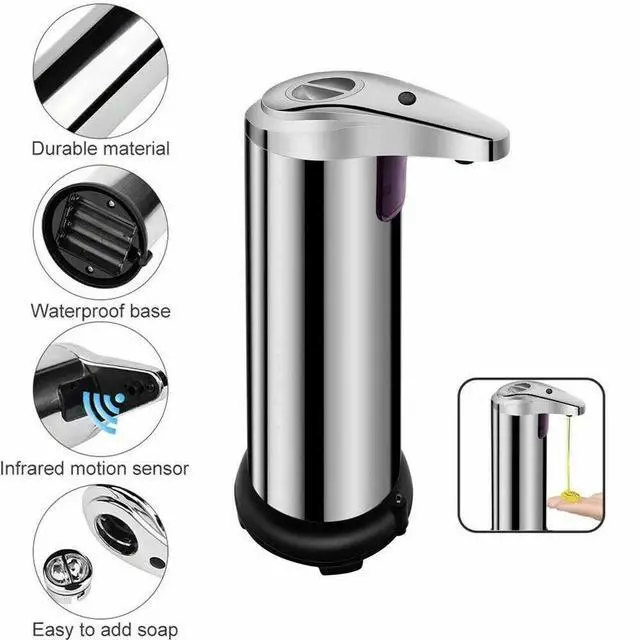 Main image of 250ml Stainless Auto Handsfree Sensor Touchless Soap Dispenser Kitchen Bathroom