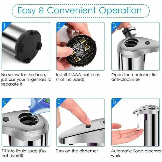 Alt view image 5 of 7 - 250ml Stainless Auto Handsfree Sensor Touchless Soap Dispenser Kitchen Bathroom