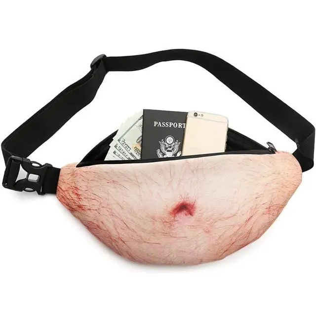 Alt view image 4 of 6 - 3D Men Beer Fake Belly Dad Bag Waist Packs Waterproof Funny Pack Unisex Bag Gift