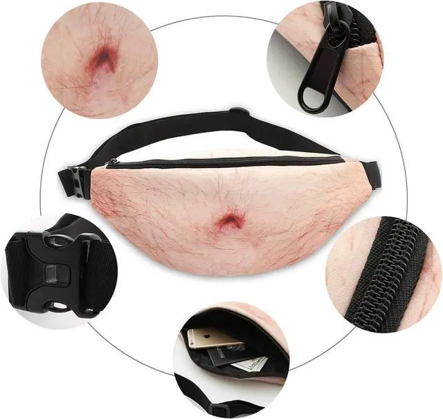 Alt view image 3 of 6 - 3D Men Beer Fake Belly Dad Bag Waist Packs Waterproof Funny Pack Unisex Bag Gift
