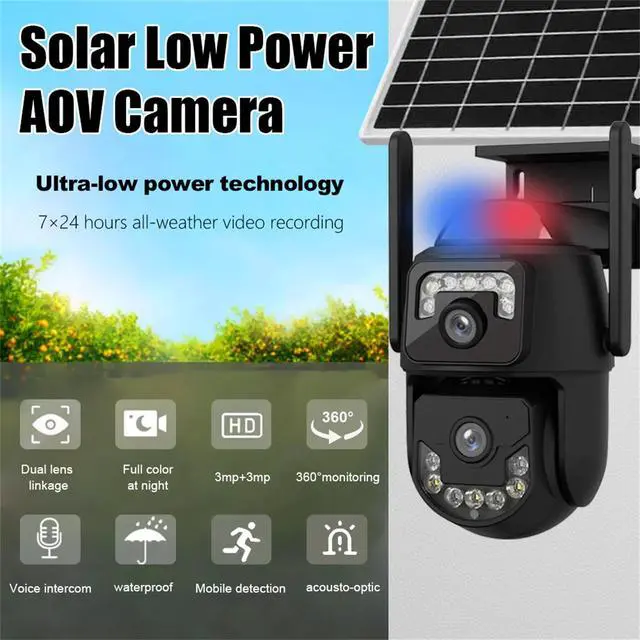 Alt view image 5 of 6 - Solar Camera Zoom Dual 6MP Lens Recording Humanoid Tracking Surveillance Camera