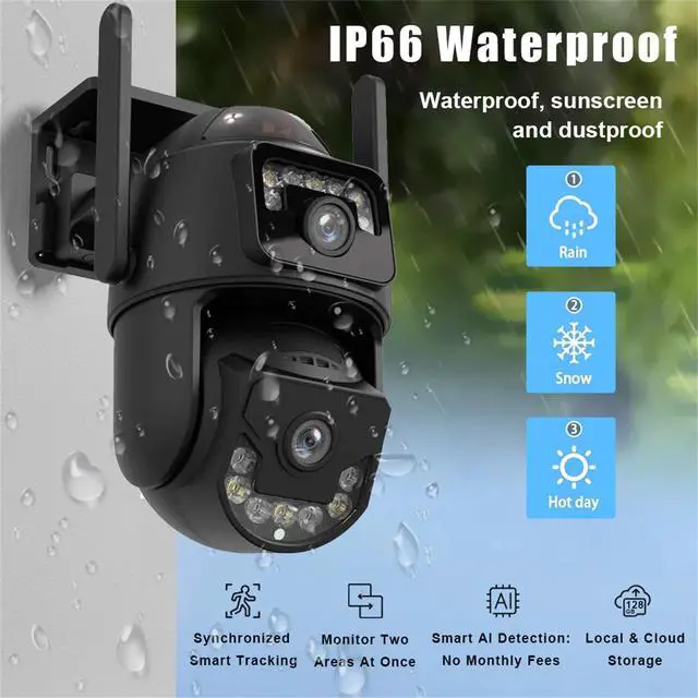 Alt view image 2 of 6 - Solar Camera Zoom Dual 6MP Lens Recording Humanoid Tracking Surveillance Camera