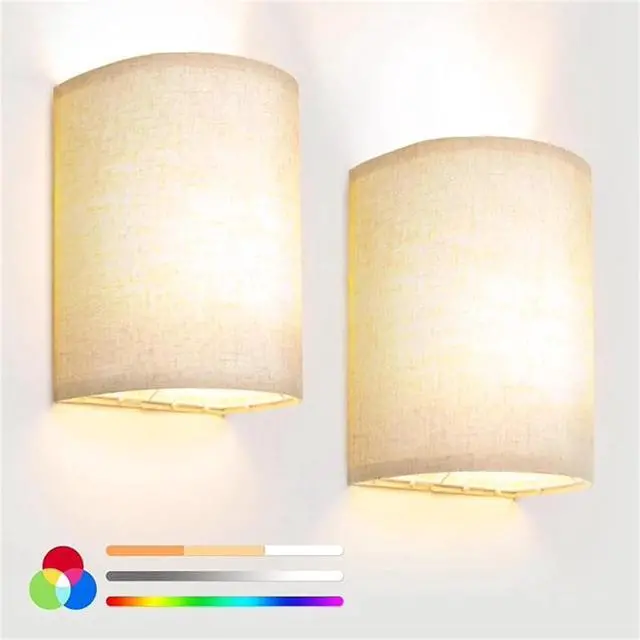 Alt view image 3 of 7 - Dexnump Battery Operated Wall Sconce Set of 2, 18 RGB Colors Dimmable Wireles