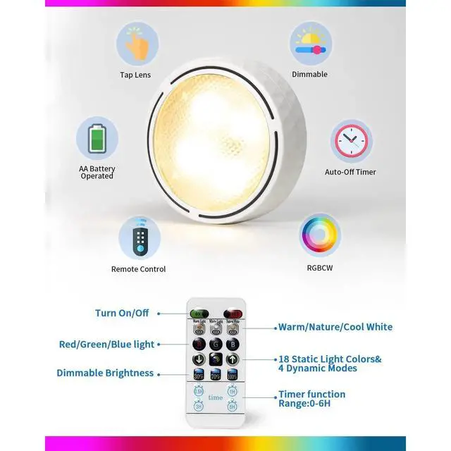 Alt view image 4 of 7 - Dexnump Battery Operated Wall Sconce Set of 2, 18 RGB Colors Dimmable Wireles