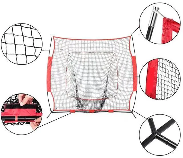 Alt view image 2 of 5 - 7ft Baseball Softball Backstop Practice Net for Hitting Pitching Batting W/Bag