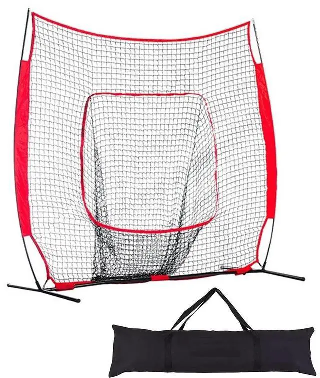 Main image of 7ft Baseball Softball Backstop Practice Net for Hitting Pitching Batting W/Bag