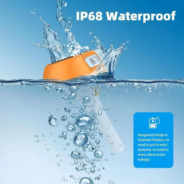 Alt view image 3 of 7 - Pool Solar Powered Digital Thermometer IP68 Waterproof with Rope for Outdoor New