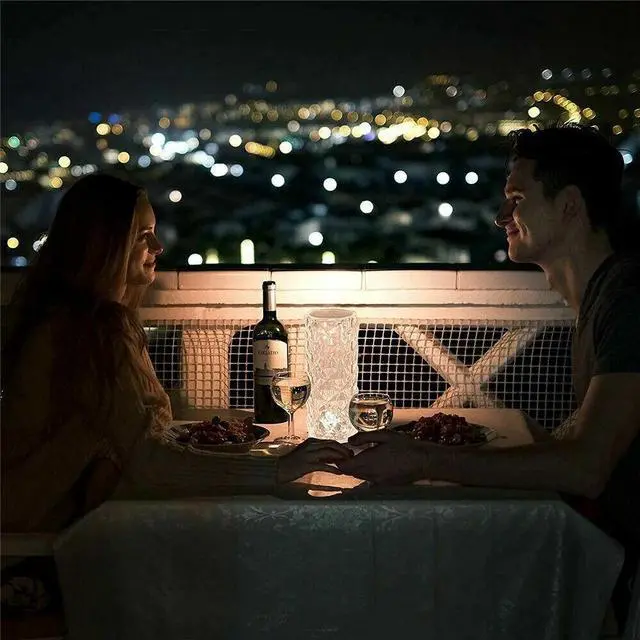 Alt view image 5 of 7 - LED Crystal Table Lamp Diamond Rose Night Light Touch Atmosphere Bedside Bar USA