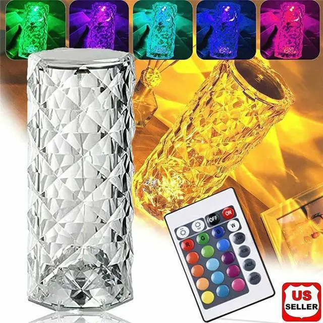 Main image of LED Crystal Table Lamp Diamond Rose Night Light Touch Atmosphere Bedside Bar USA