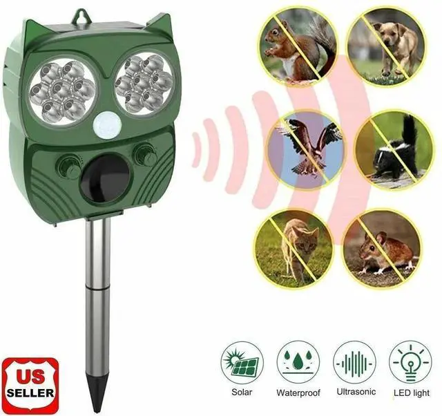 Main image of Solar Power Ultrasonic Animal Repeller Pest Repellent Cat Deer Raccoon Garden US