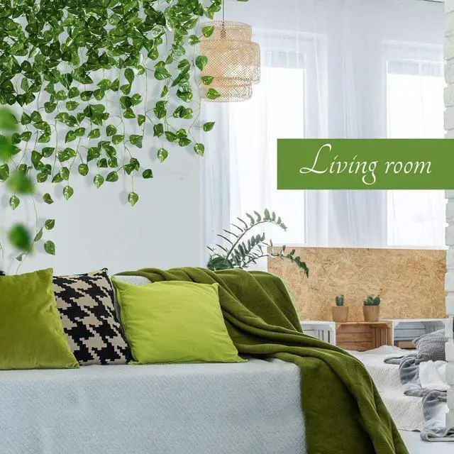 Alt view image 7 of 7 - 12 PCS Artificial Ivy Leaf Plants Fake Hanging Garland Plants Vine Home DecorOpe