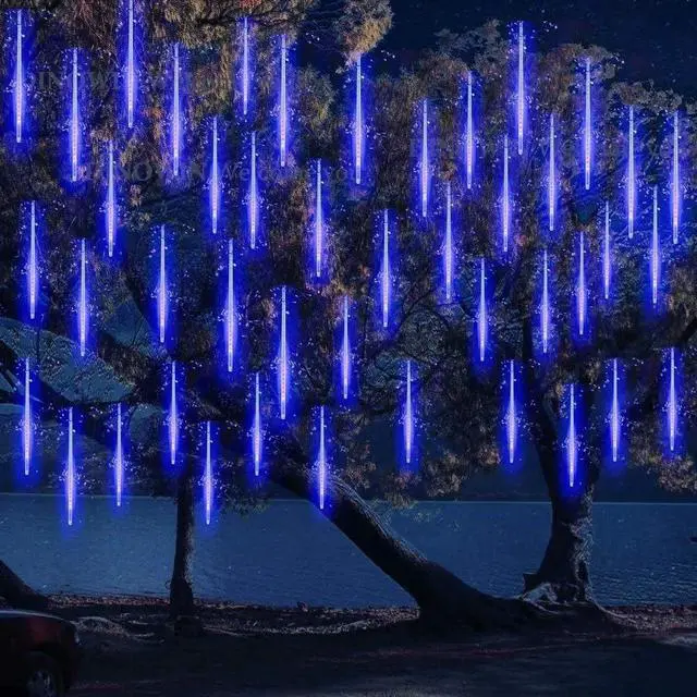 Main image of LED Meteor Shower Solar Lights Outdoor 30cm 10Tubes 360LEDs Falling String Light