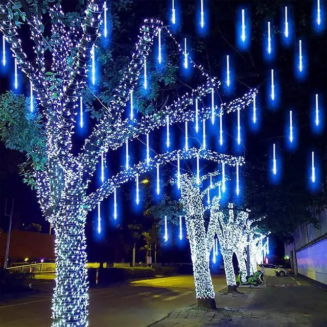 Alt view image 2 of 6 - LED Meteor Shower Solar Lights Outdoor 30cm 10Tubes 360LEDs Falling String Light