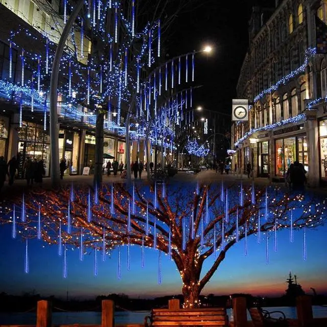 Alt view image 5 of 6 - LED Meteor Shower Solar Lights Outdoor 30cm 10Tubes 360LEDs Falling String Light