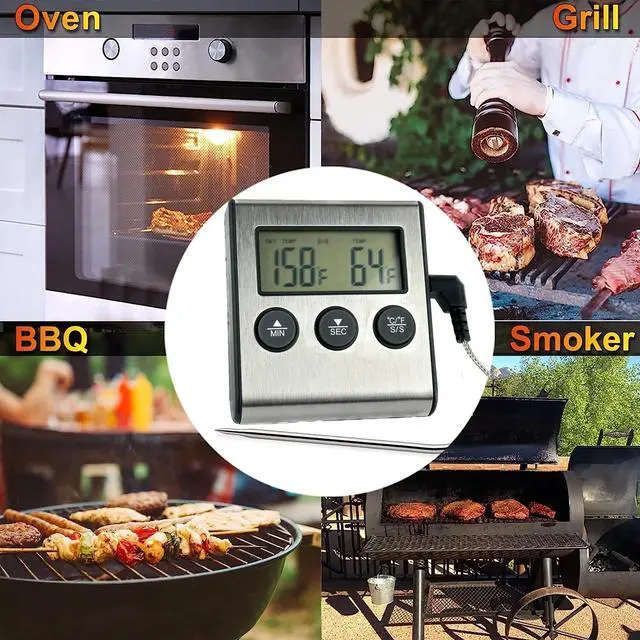 Alt view image 6 of 6 - Remote Kitchen Digital Cooking Thermometer Probe Meat Food Temperature w/Timer