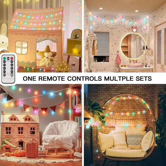 Alt view image 3 of 5 - Globe String Lights 33Feet 96LEDs Plug in Fairy String Lights with Remote Timer