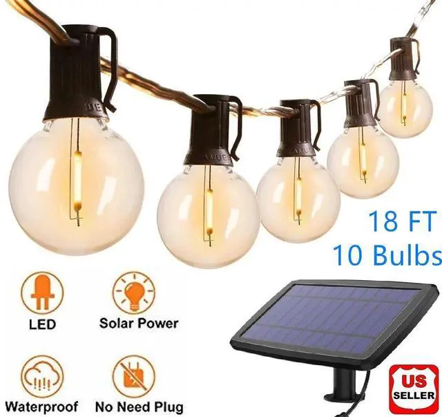 Main image of G40 Solar Powered 18ft Outdoor Patio Globe String Lights Bistro Yard Decoration