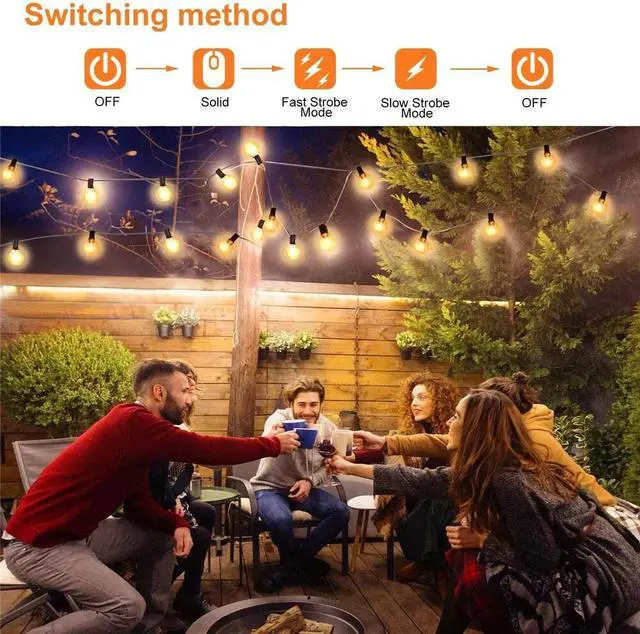 Alt view image 4 of 7 - G40 Solar Powered 18ft Outdoor Patio Globe String Lights Bistro Yard Decoration
