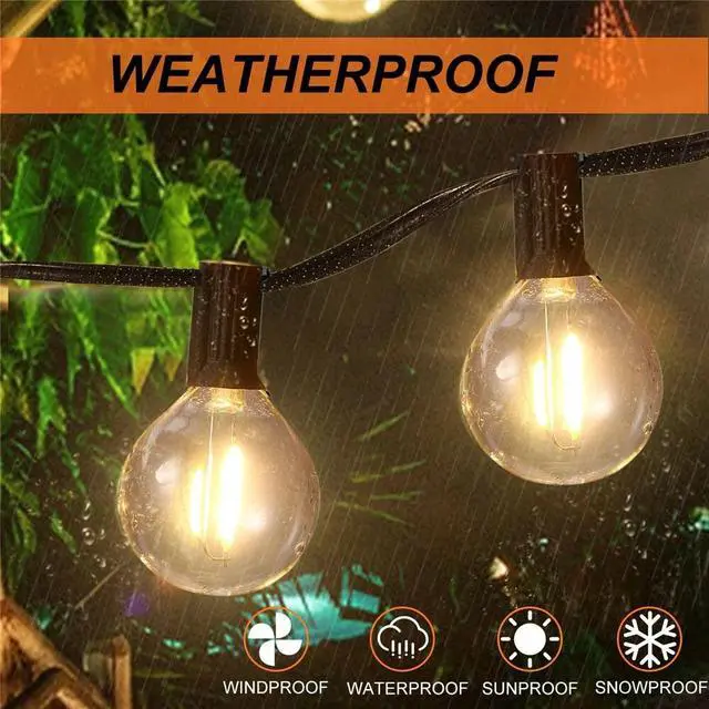 Alt view image 2 of 7 - G40 Solar Powered 18ft Outdoor Patio Globe String Lights Bistro Yard Decoration