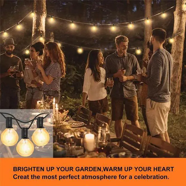 Alt view image 7 of 7 - G40 Solar Powered 18ft Outdoor Patio Globe String Lights Bistro Yard Decoration