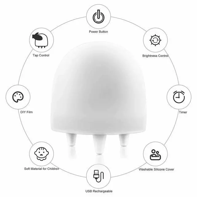 Alt view image 2 of 7 - Color Change Silicone LED Touch Sensor Light Night Lamp Children Bedroom Nursery