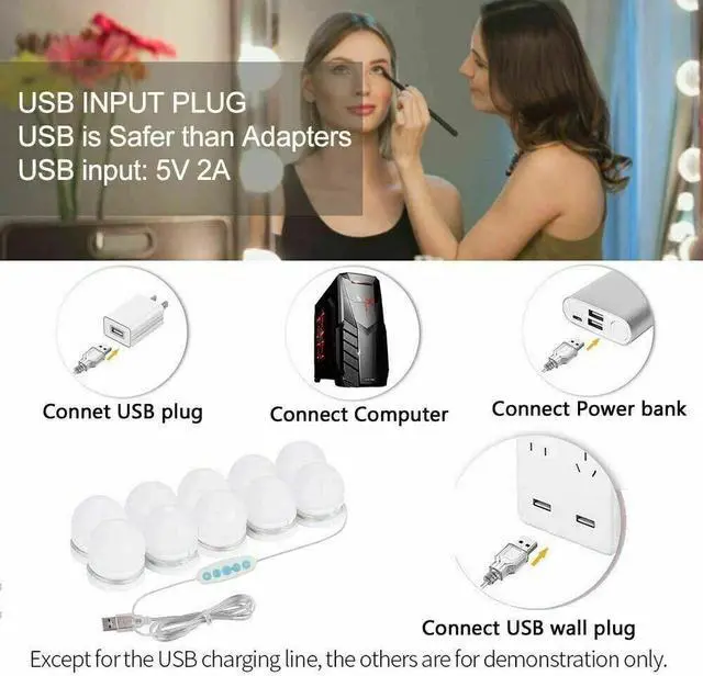 Alt view image 6 of 7 - Make Up Mirror Lights 10 LED Kit Bulbs Vanity Light Dimmable Lamp Hollywood