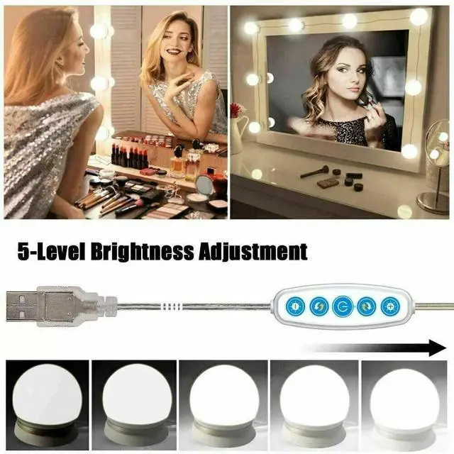 Alt view image 2 of 7 - Make Up Mirror Lights 10 LED Kit Bulbs Vanity Light Dimmable Lamp Hollywood