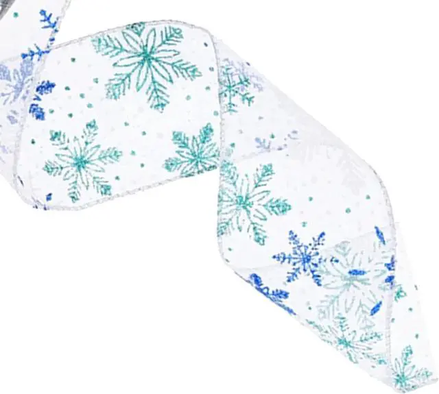 Alt view image 2 of 3 - Wired Christmas Wrapping Ribbon Glitter Snowflake Pattern Decorative 2.5InX 10yd