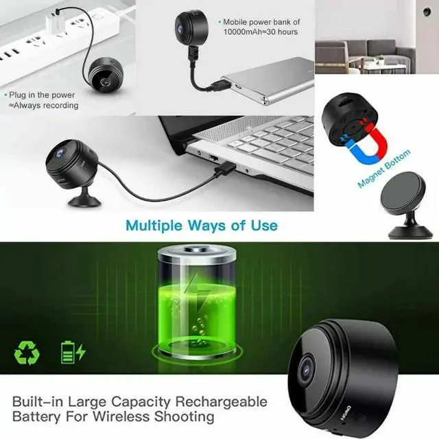 Alt view image 7 of 7 - Mini Wireless Record Camera WiFi IP Home Security DVR Night Vision HD USB 1080P