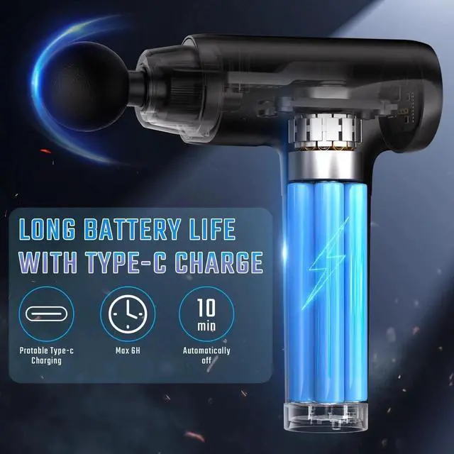 Alt view image 4 of 7 - Massage Gun Deep Tissue, Muscle Massage Gun with 9 Attachment Heads 20 Speeds