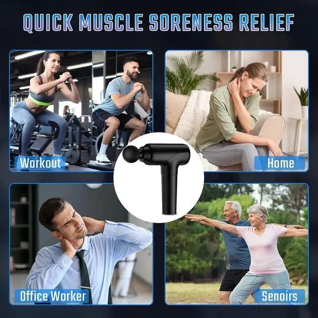 Alt view image 7 of 7 - Massage Gun Deep Tissue, Muscle Massage Gun with 9 Attachment Heads 20 Speeds