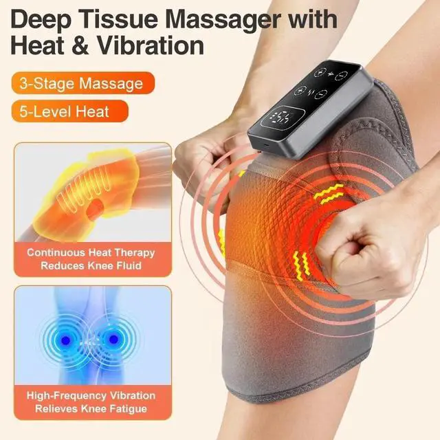 Alt view image 7 of 7 - Wireless Knee Massager with Heat Vibration Massage LED Screen Infared Therapy