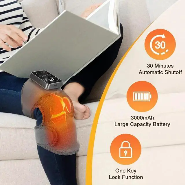 Alt view image 4 of 7 - Wireless Knee Massager with Heat Vibration Massage LED Screen Infared Therapy
